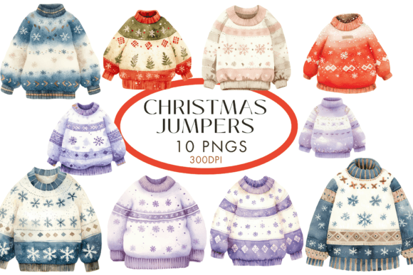 Download Christmas Jumpers Watercolour Clipart - Jumpers Collection