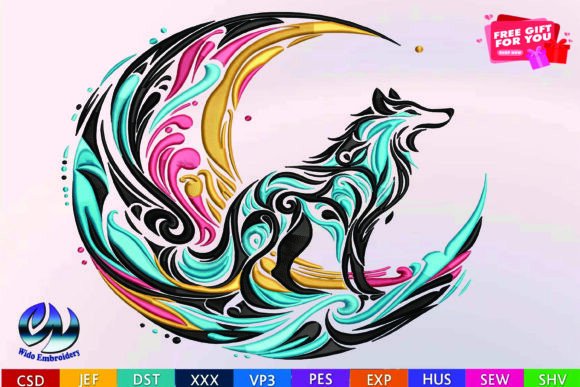 Download Wolf Embroidery Machine Design, 10 Format - Embroidery machine design Collection