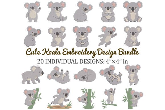 Download Cute Koala Embroidery Design Bundle - Cute Collection